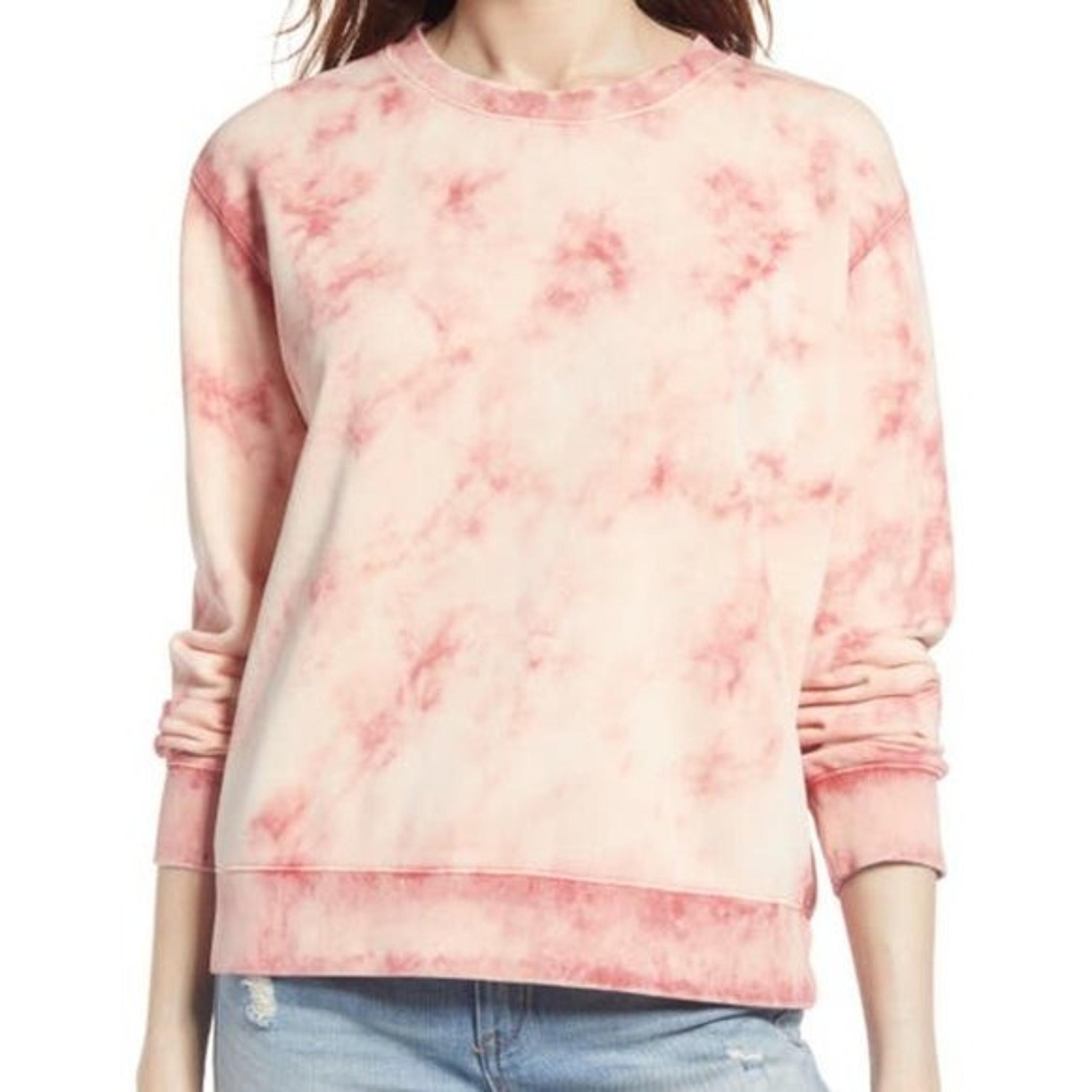 Vigoss Peach Pink Acid Wash Cotton Crewneck Sweatshirt NEW X-Small NWT Womens