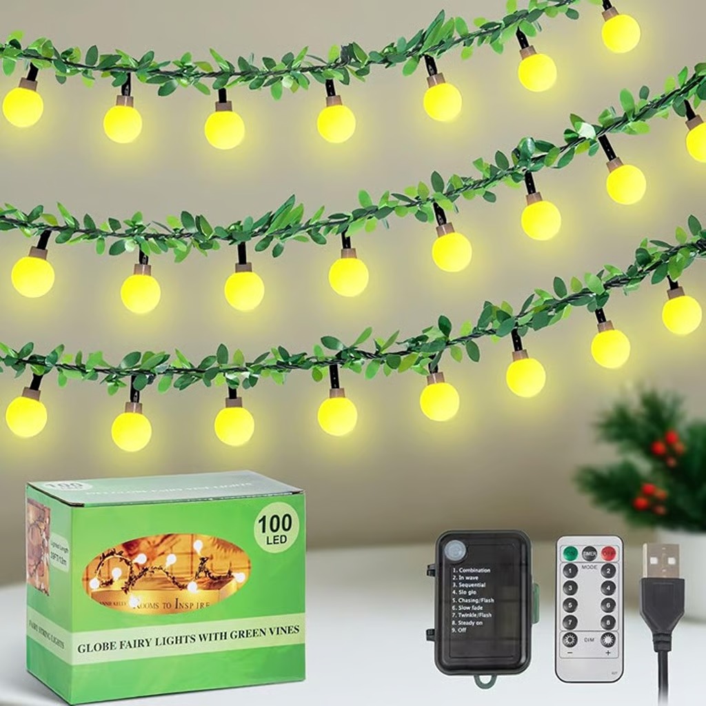 39 Ft 100 LED Vine with Fairy Lights Battery Operated,8 Modes