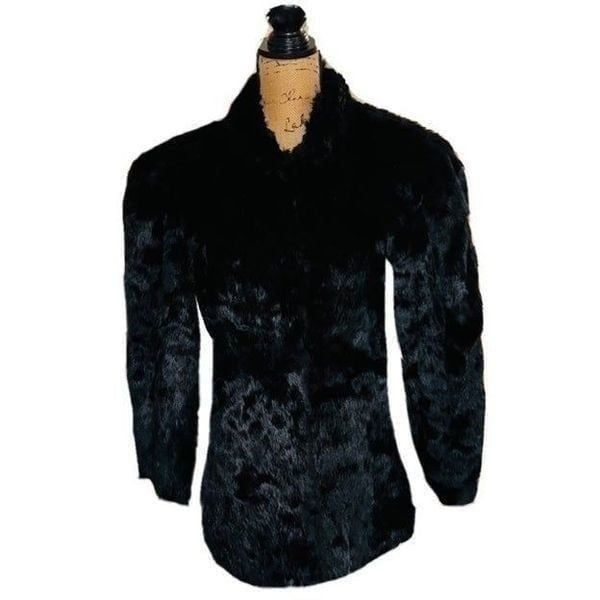 Vintage black rabbit fur coat size L