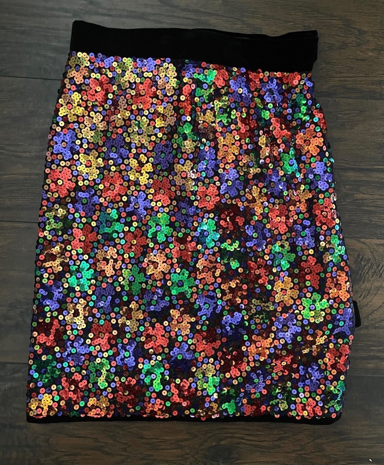 Escada Vintage Silk, Velvet + Metallic Sequin Skirt with Bow Detail