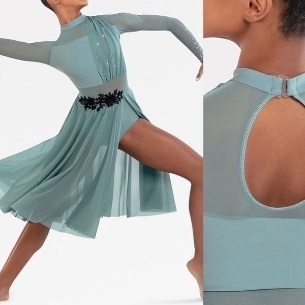 Revolution Sage green lyrical dance rhinestoned dress LIMITLESS RC22811 SA