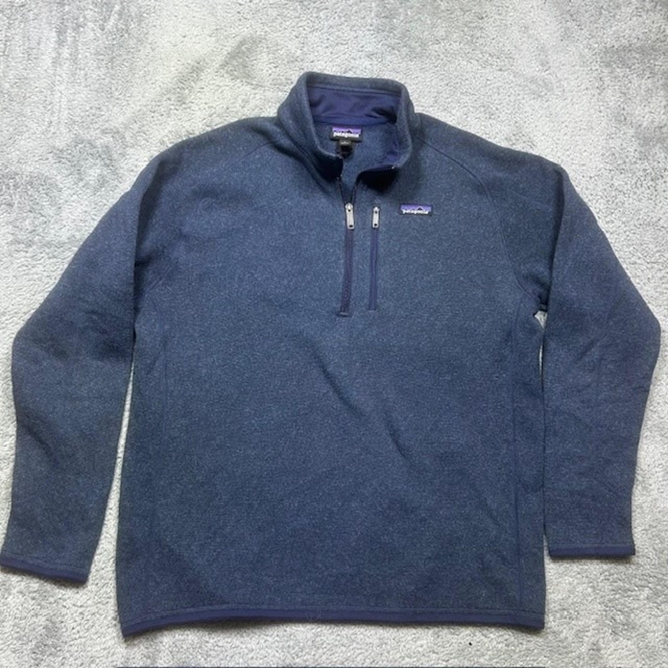 Patagonia Sweater Mens Large Blue Better Sweater 1/4 Zip Fleece Pullover Outdoor