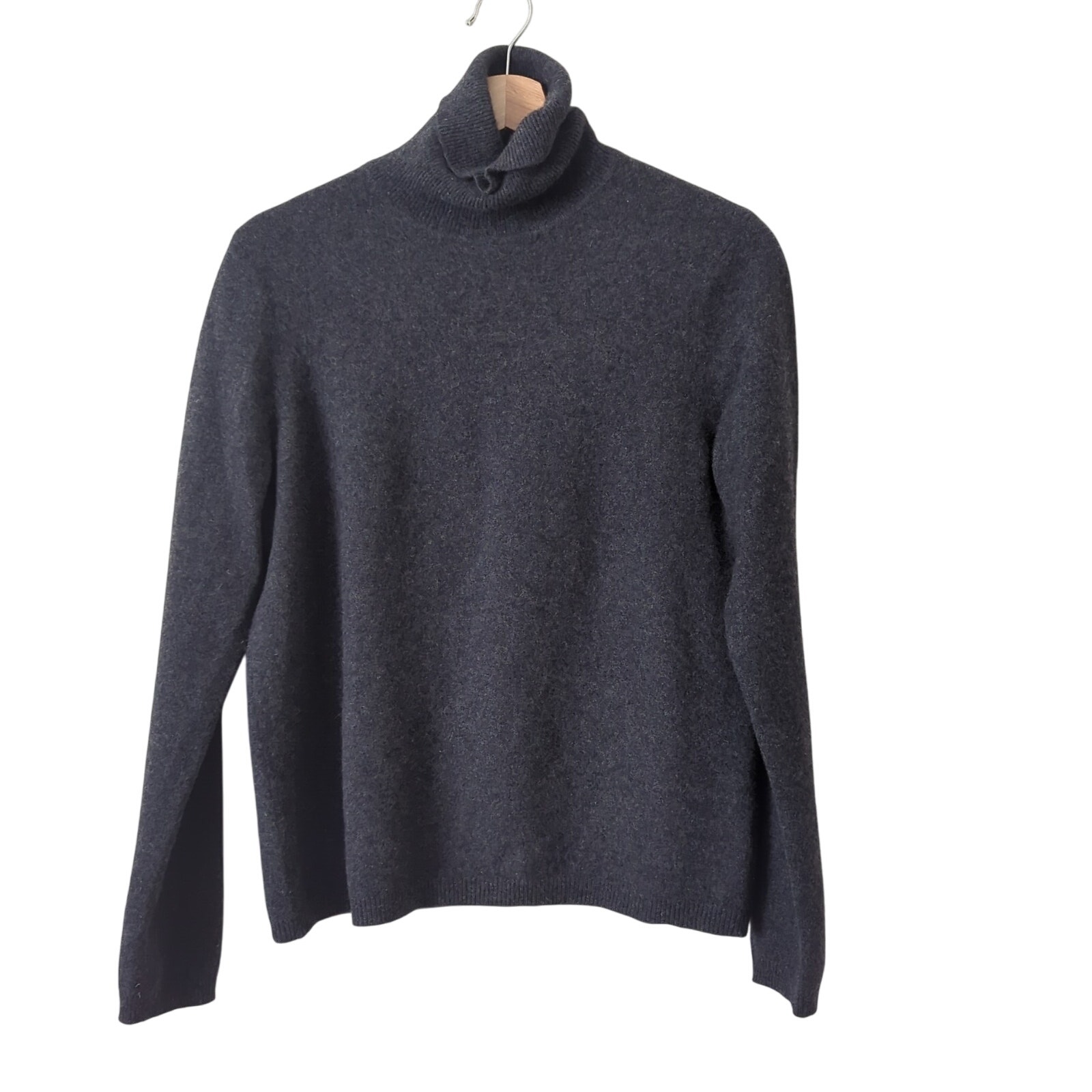Ralph Lauren 100% Cashmere Sweater Womens Medium Charcoal Gray Turtleneck Luxury