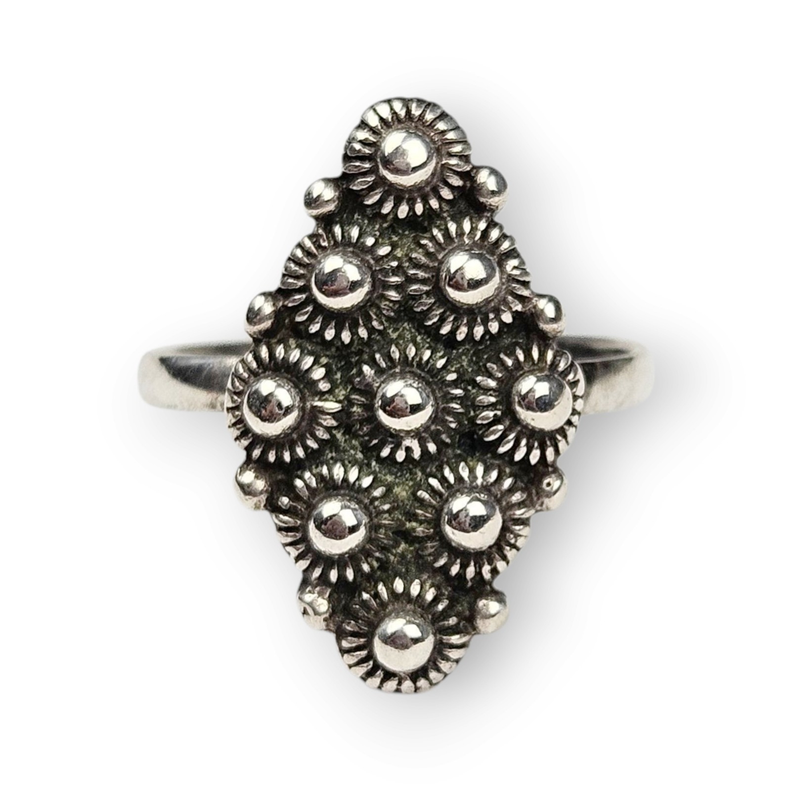 Norwegian 830 Silver Ring Filigree Flower Bunad Vtg Norway Adjustable Size 7.5