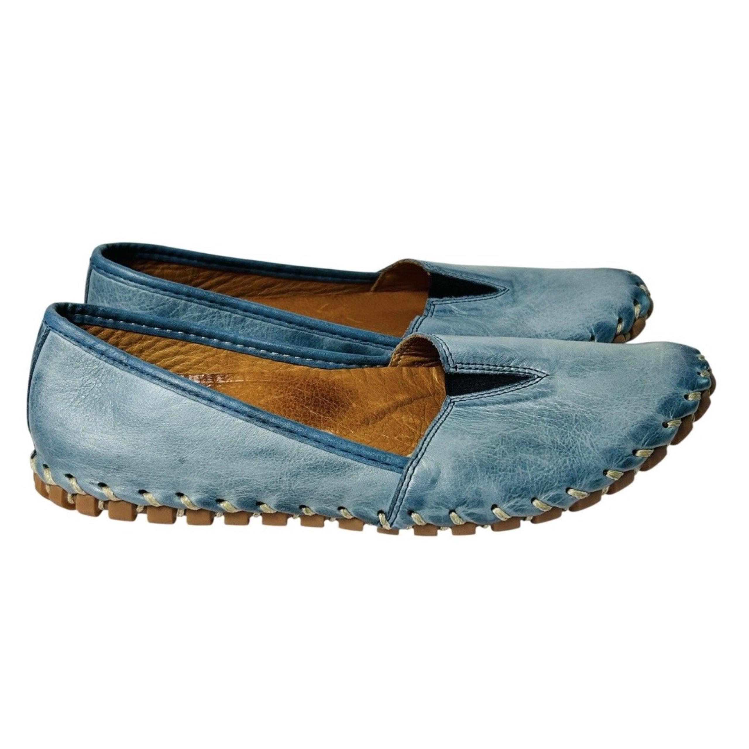 Spring Step Womens Blue Kathaleta Leather Slip On Shoes Sz 7.5 US 38 EU Loafers