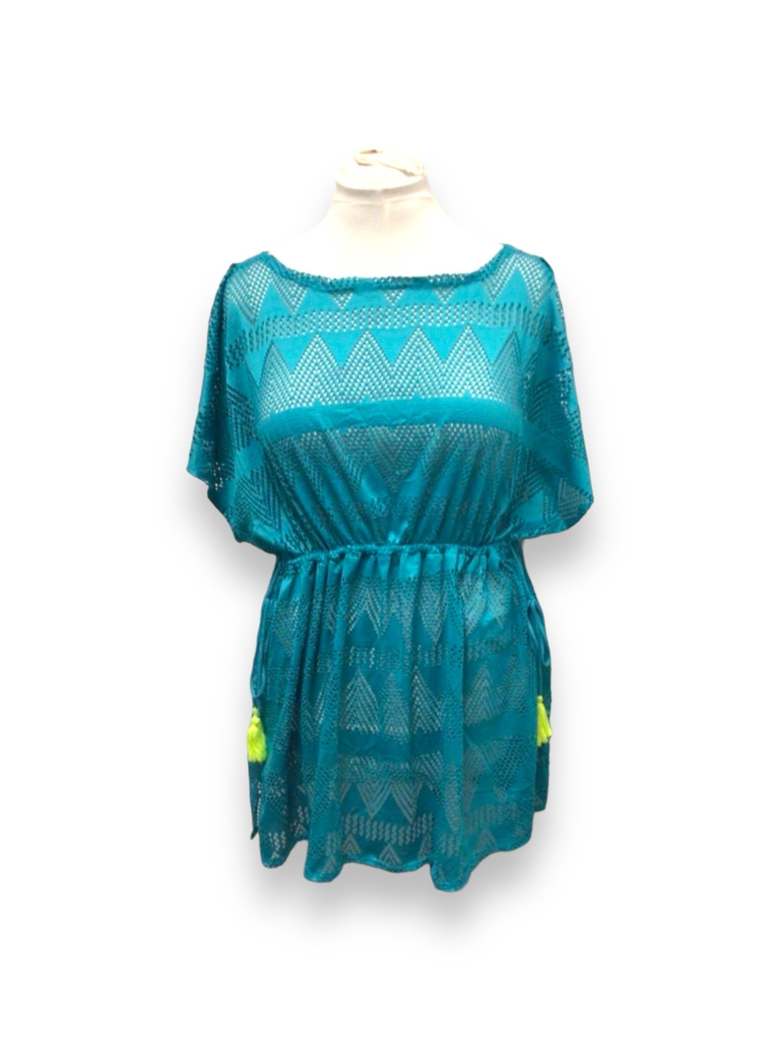 No Boundaries Junior’s Mesh Swimwear Coverup, Teal Surprise, size 2X (19-21)