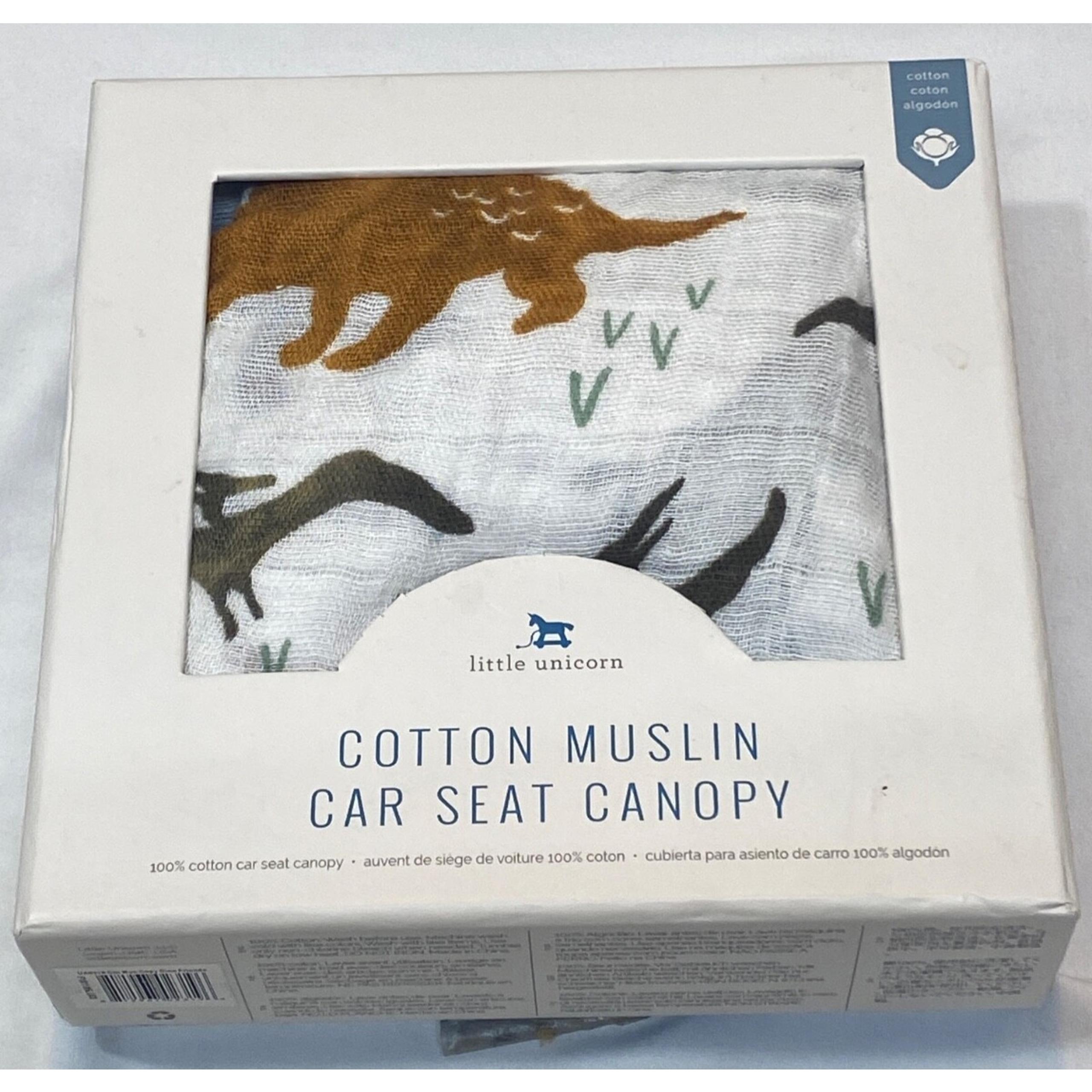 LITTLE UNICORN Dino Friends Muslin Car Seat Canopy in BOX