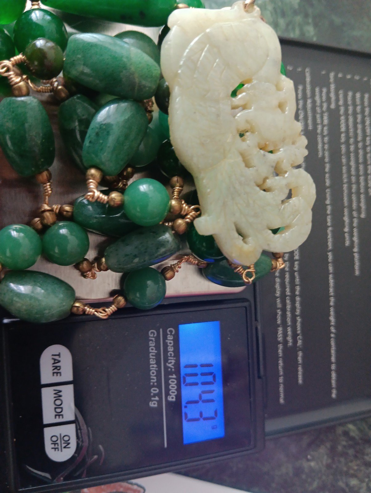 Necklace handmade carved Jadeite?