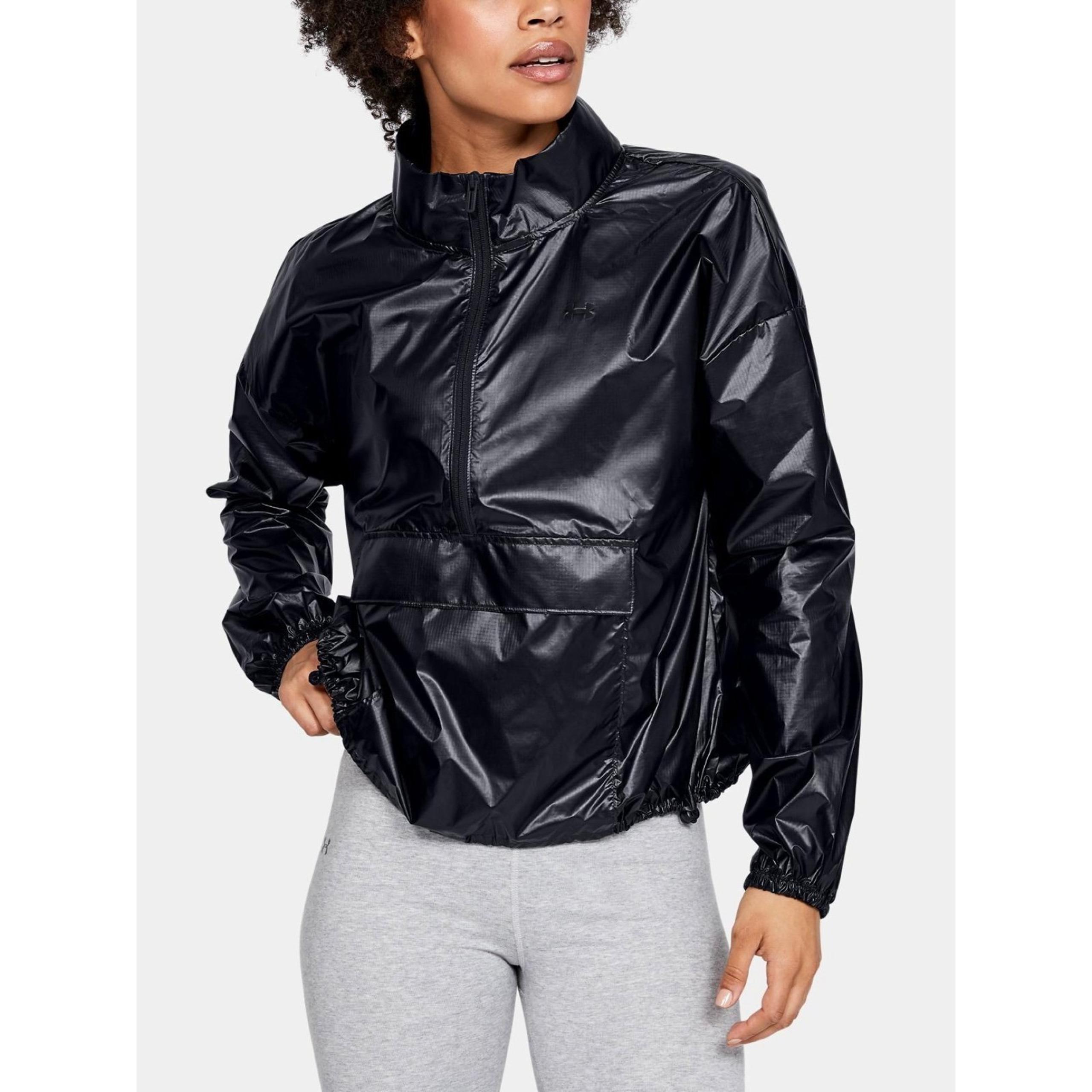 NWT Under Armour black shiny-finish anorak windbreaker pullover (XL)