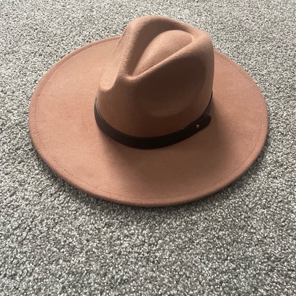 Brown Wool Wide Brim Fedora Hat