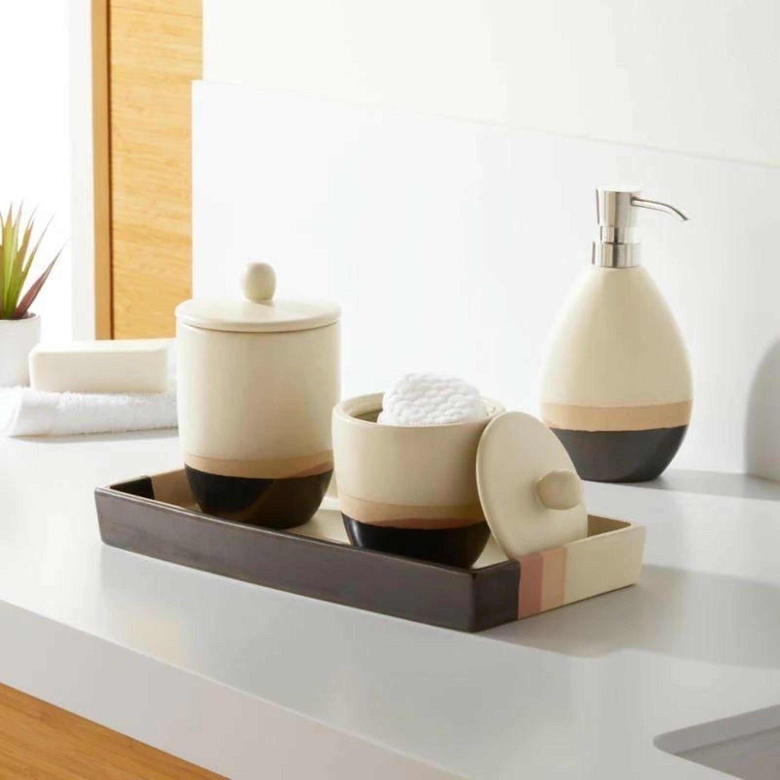 Crate And Barrel Bijou Vanity jar and tray set
