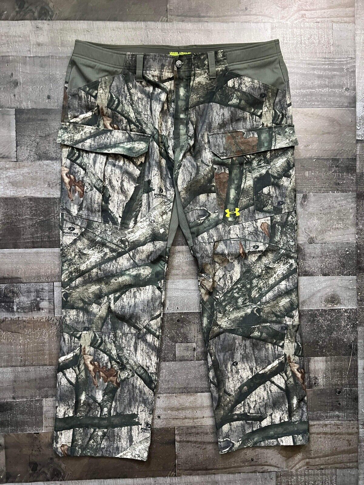 Under Armour Camo Pants Mossy Oak Treestand Size 44x34 Scent Control Hunting