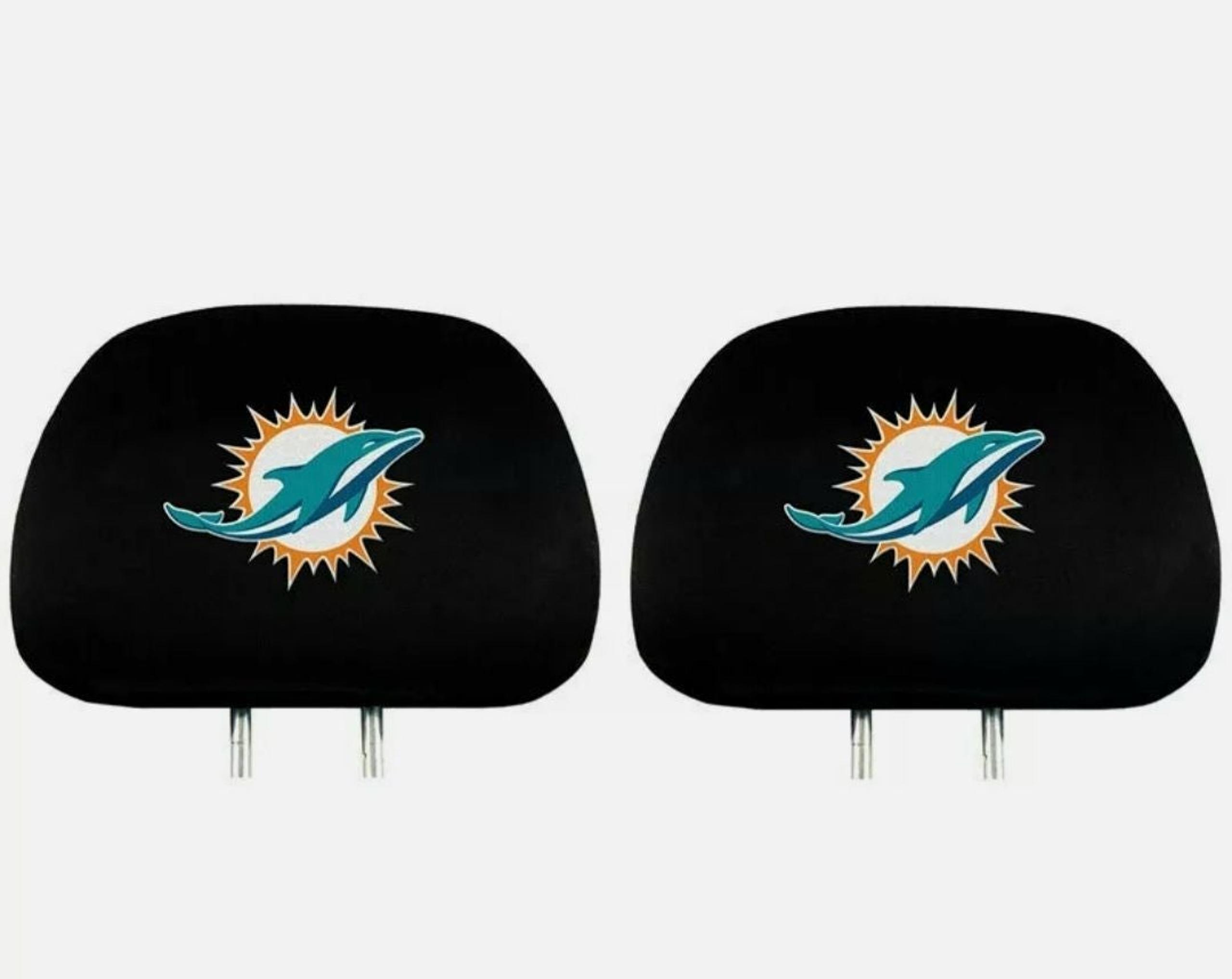 NEW MIAMI DOLPHINS HEADREST COVERS 2 IN
