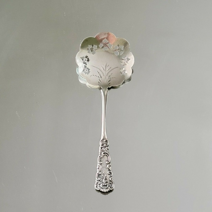 Sterling Silver Pierced Scalloped Serving Spoon