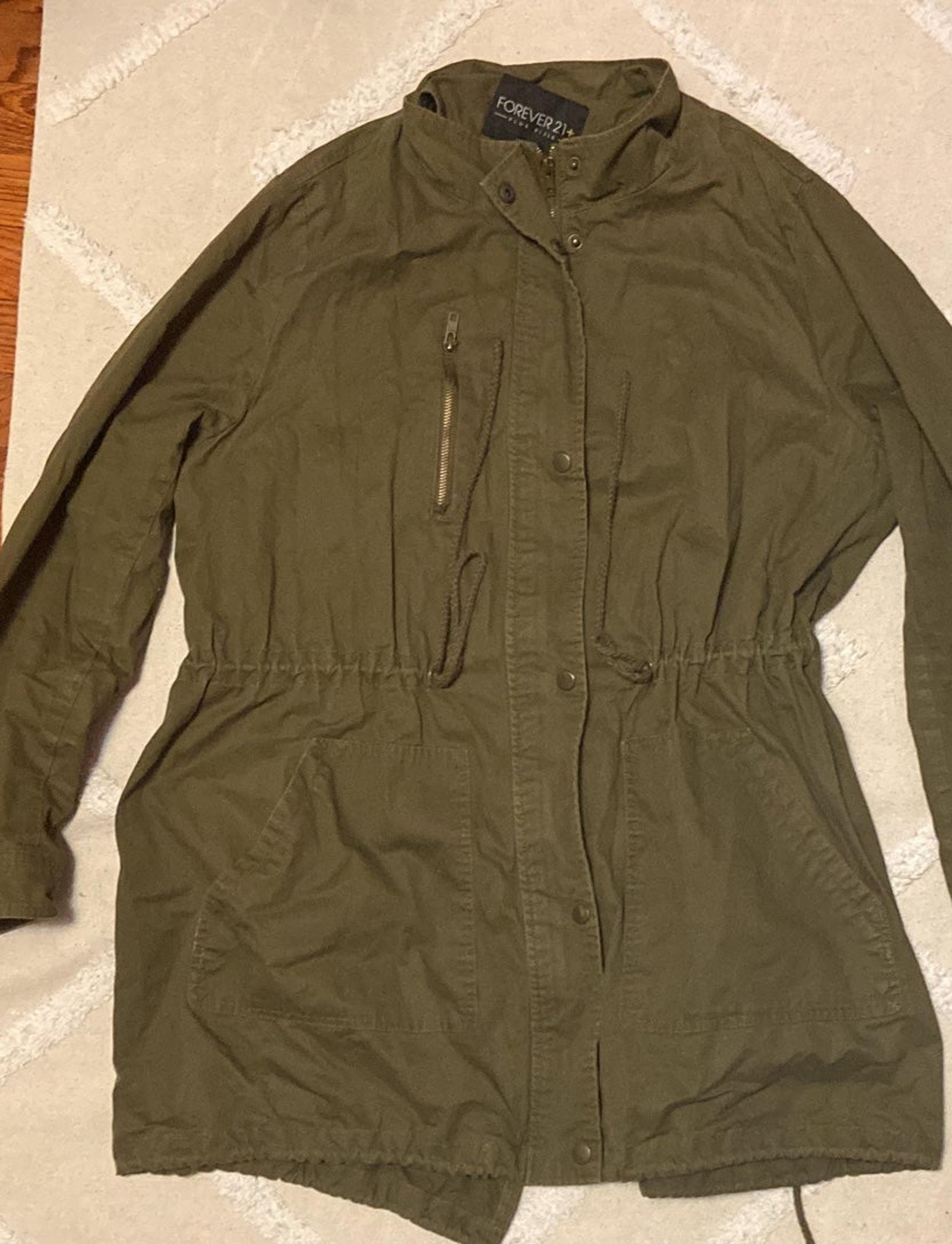 Olive Green Spring Retro Cargo Jacket