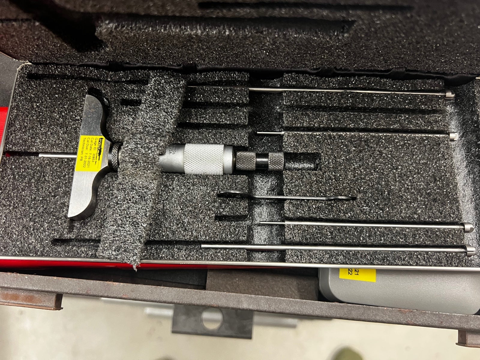 Calibrated Starrett depth gauge