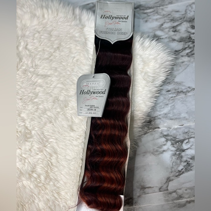 Italian French Deep Wave Hair - Burgundy And Red Balayage in 18 In