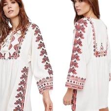 Free People Tunic Dress Embroidered Southwestern Boho Style Size Small