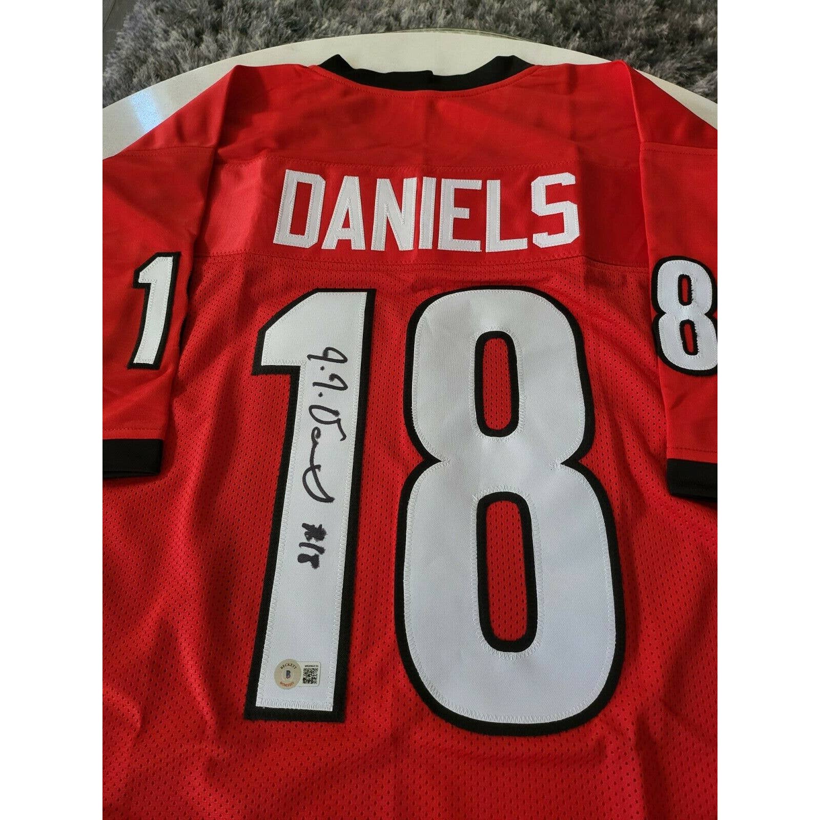 J.T. Daniels Autographed/Signed Jersey Beckett Sticker Georgia Bulldogs JT