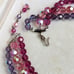 Vintage 1950s Austrian Crystal Necklace - Aurora Borealis Triple Strand Collar