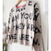 Lisa Todd Take A Stand Inspirational Message Beige Sweater Black Letters Size M
