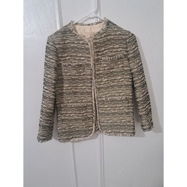 Vanessa Bruno Womens Xsmall Fancy Blazer Jacket Wool Beige Gold 34