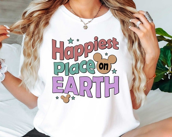 Disney Happiest Place On Earth Comfort Colorsr Shirt Vibrant Vacay Tee Disney Ma