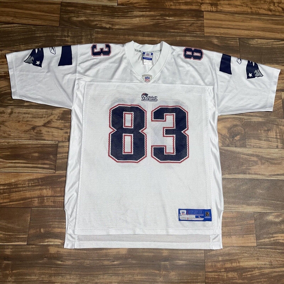 Reebok New England Patriots Wes Welker #83 NFL White Road Jersey Men's Large