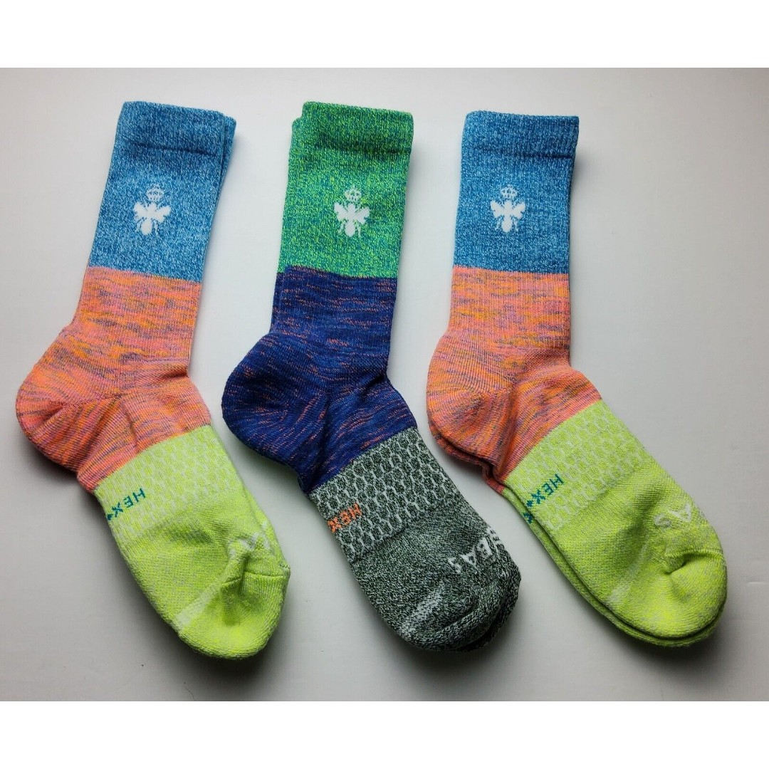 Bombas Hex Tec Color Block Calf Socks Lot Of 3 Size L