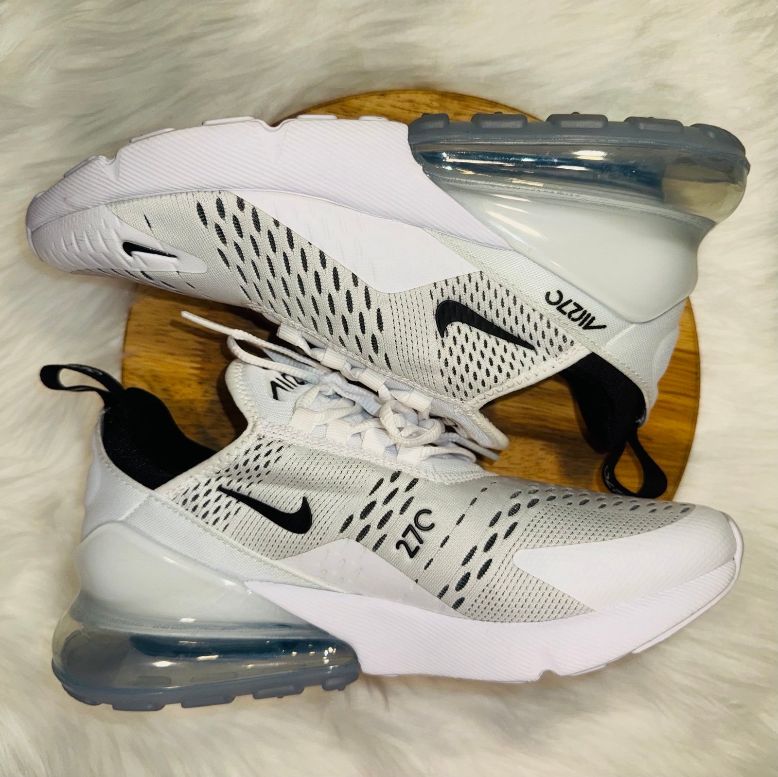 Nike Air Max 270 Running Casual Shoes White Black Size 8 Womens AH6789-100