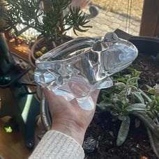 Large CLEAR ACRYLIC FROG , Planter, Dish , Art Piece, 10”x 5”