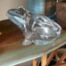 Large CLEAR ACRYLIC FROG , Planter, Dish , Art Piece, 10”x 5”