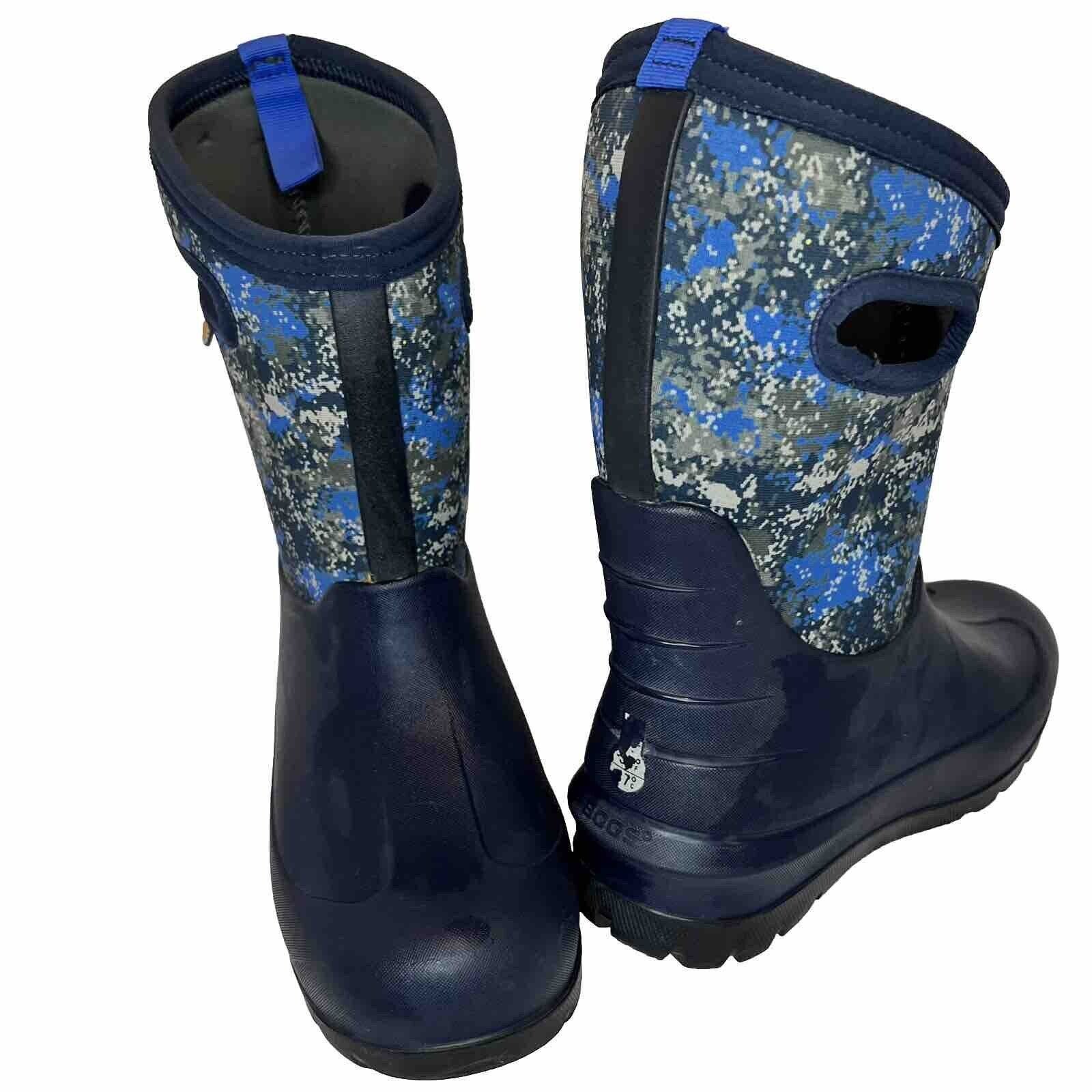 Bogs Classic Grasp CAMO BLUE Waterproof Insulated Rain/Snow Boots Junior Size 4