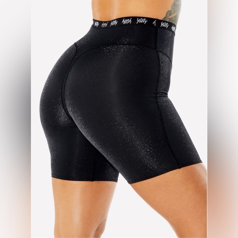 NWT Yitty Fabletics Spotlight Shaping High Waist Short Shimmered Black XL