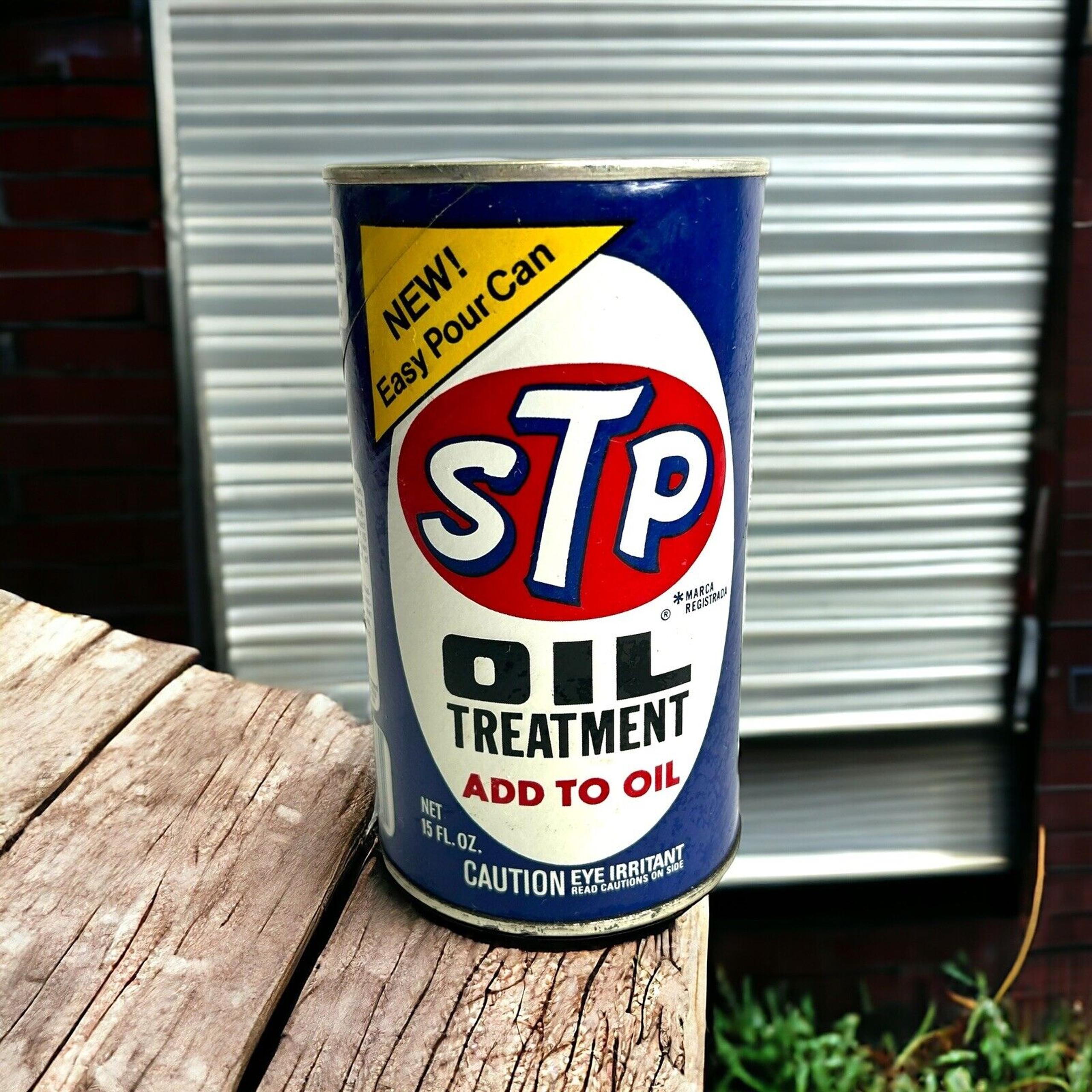 Vintage STP Motor Oil Treatment Paper Can 15 Oz. Full New Easy Pour Can Full