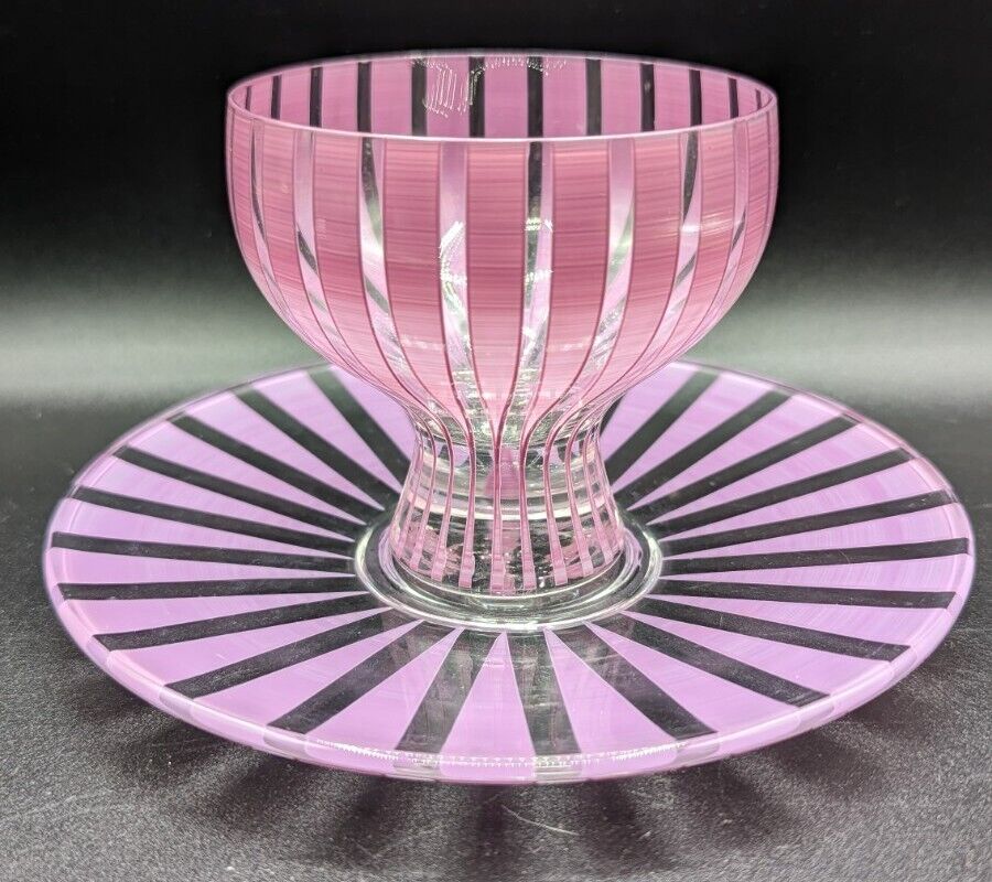Purple Strikt Bengt Orup, Johansfors Cocktail Glass And Matching Plate, MCM