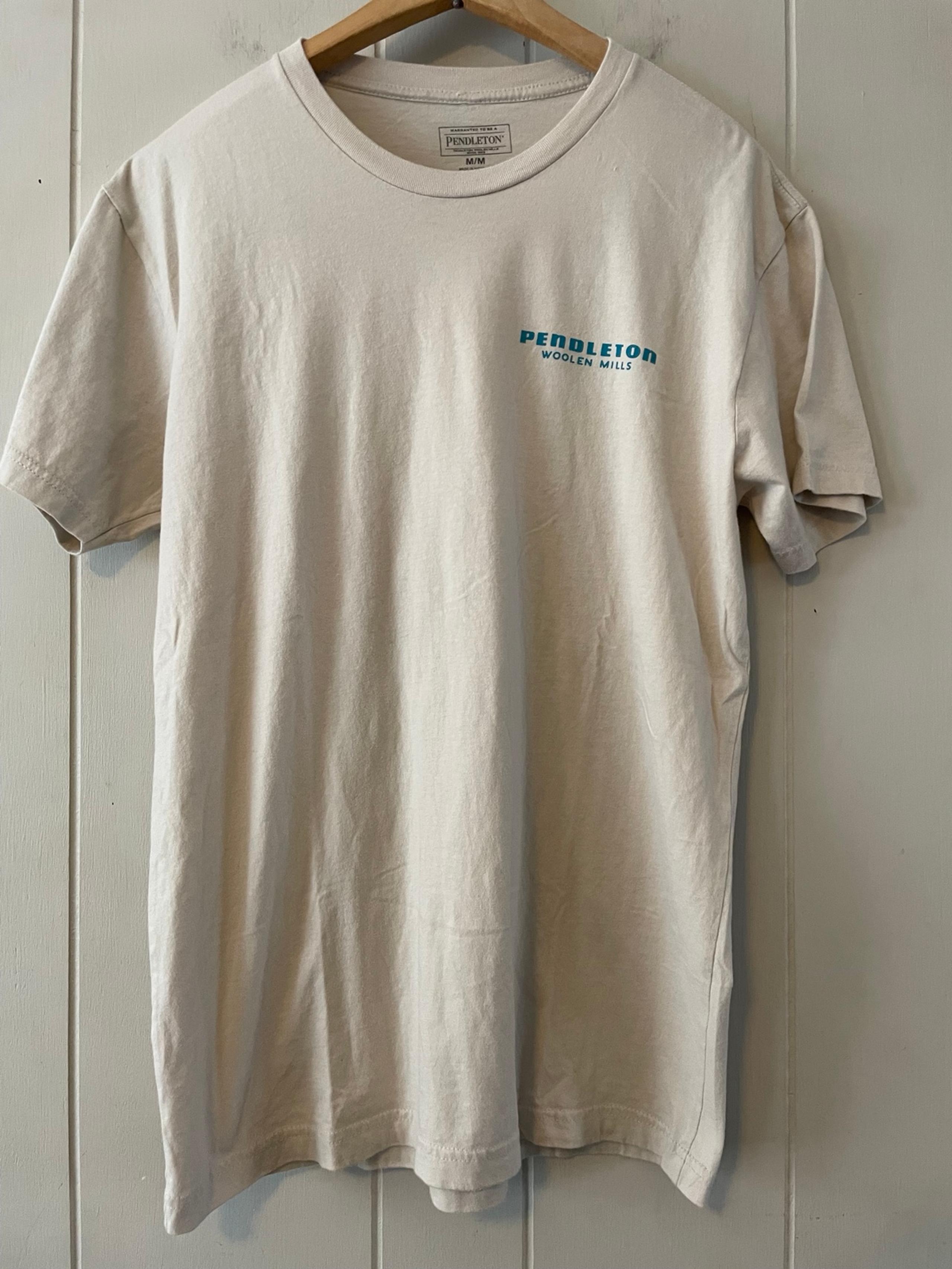 Pendleton Woolen Mills Men's Aztec Graphic Logo Shirt Beige Sz Medium