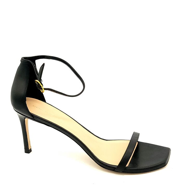 NEW Stuart Weitzman Amelina Sandals Womens 10.5 Black Chic Elegant Simple Luxury