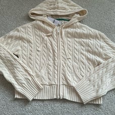 American Eagle Full Zip Cable Hoodie
