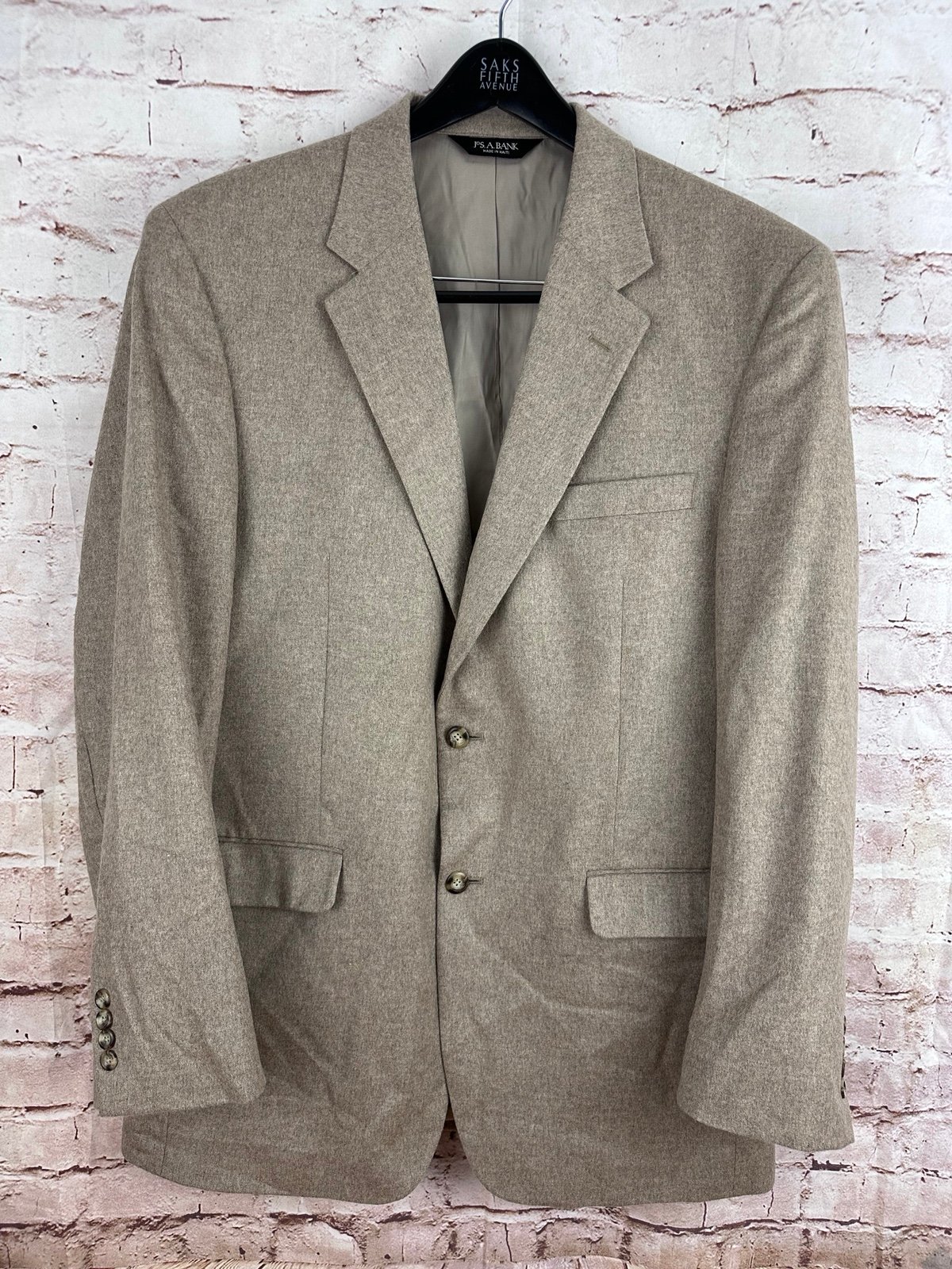 Jos A Bank Blazer Men’s 44L Sport Jacket 100% Cashmere Beige