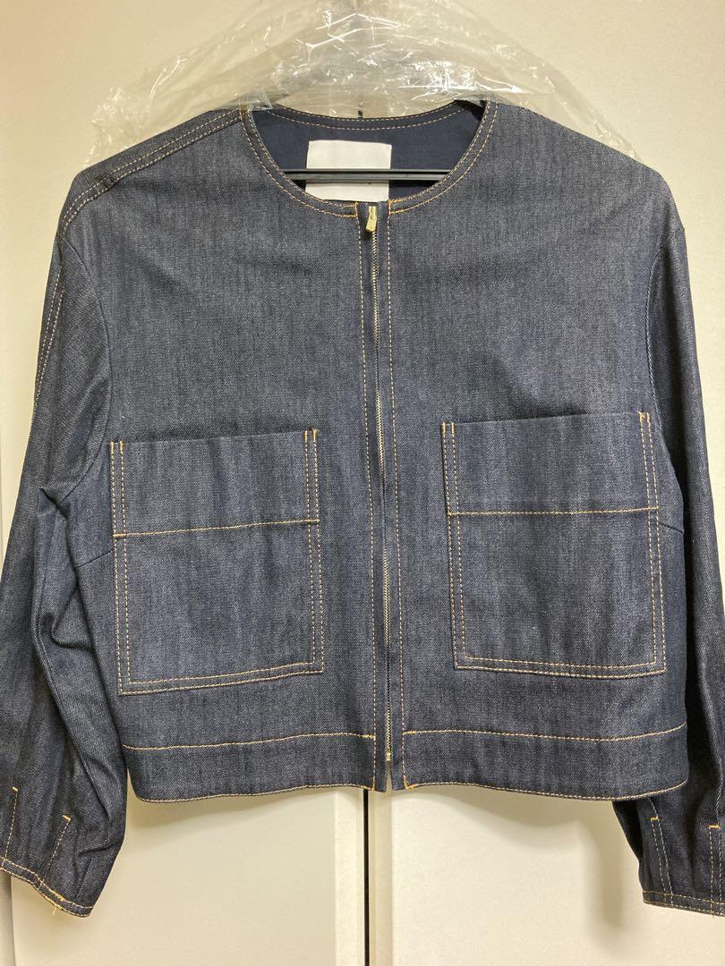 Excellent Condition ANAYI Denim Collarless Jacket