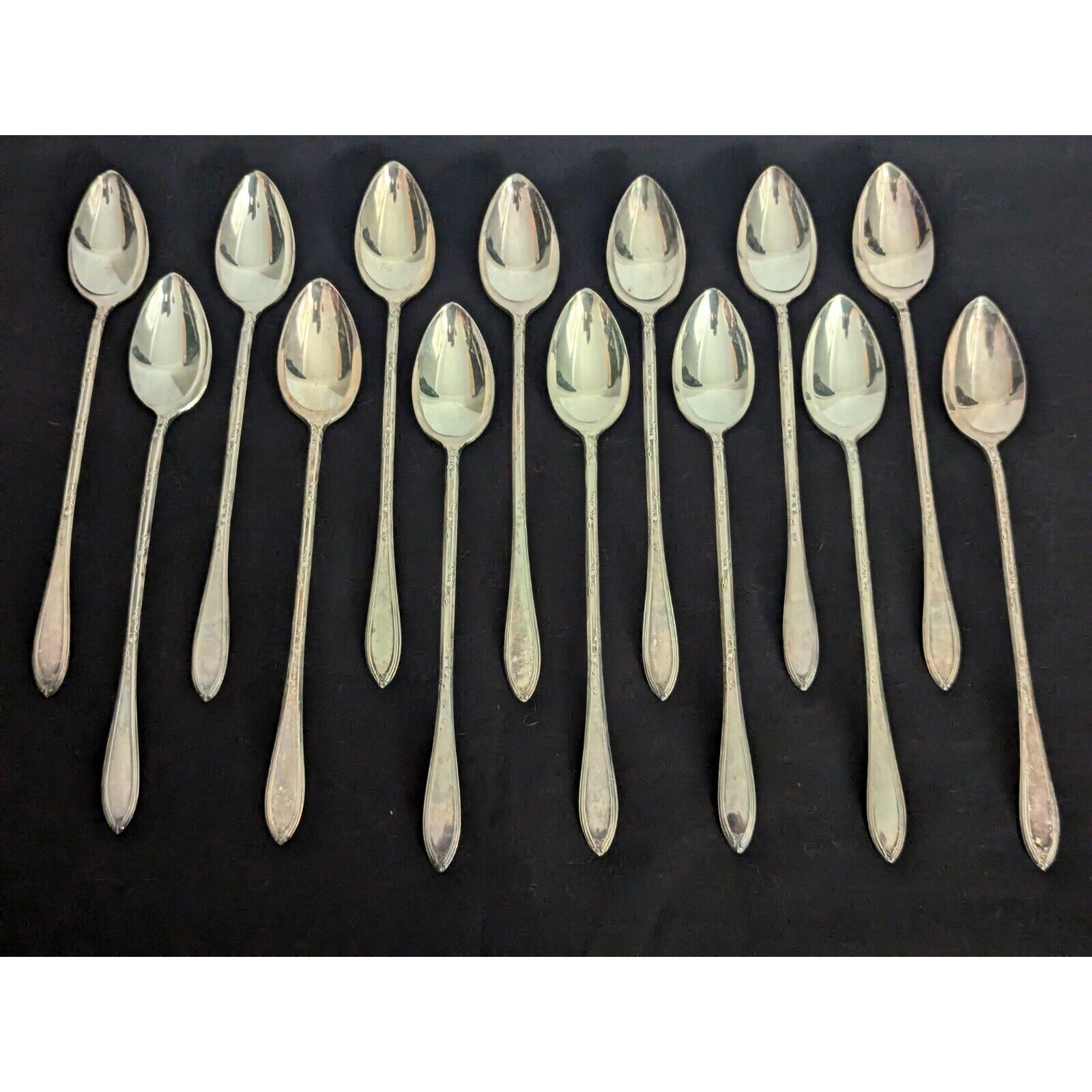 New England Silverplate 1919 Rosemary 8 1/4 Long Iced Tea Spoons ~ Set of 12