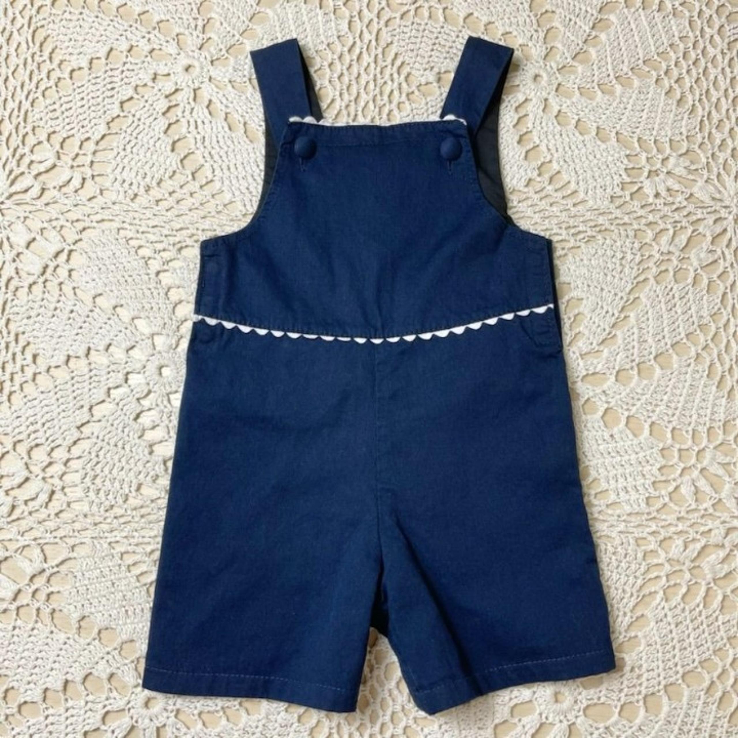 Princess Linens Navy Blue Girls Boutique Shortalls Romper 6 12 Months