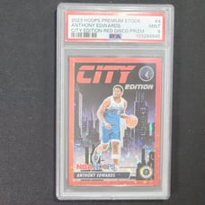 PSA 9 Mint 2023 NBA Hoops Premium Stock Anthony Edwards City Edition Red Disco