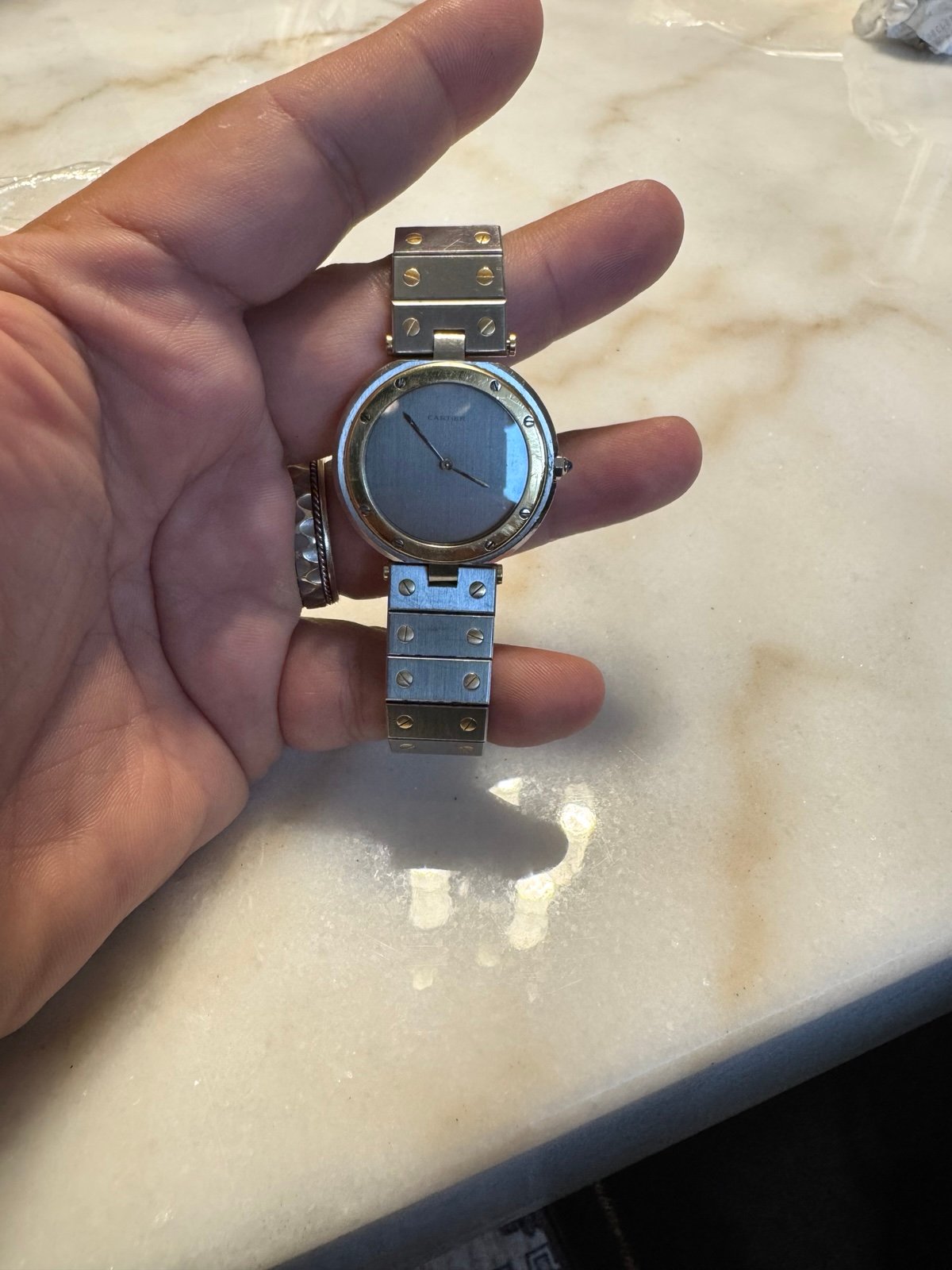 Cartier Santos Ronde Vendome, Quartz, Two Tone with Grey Dial