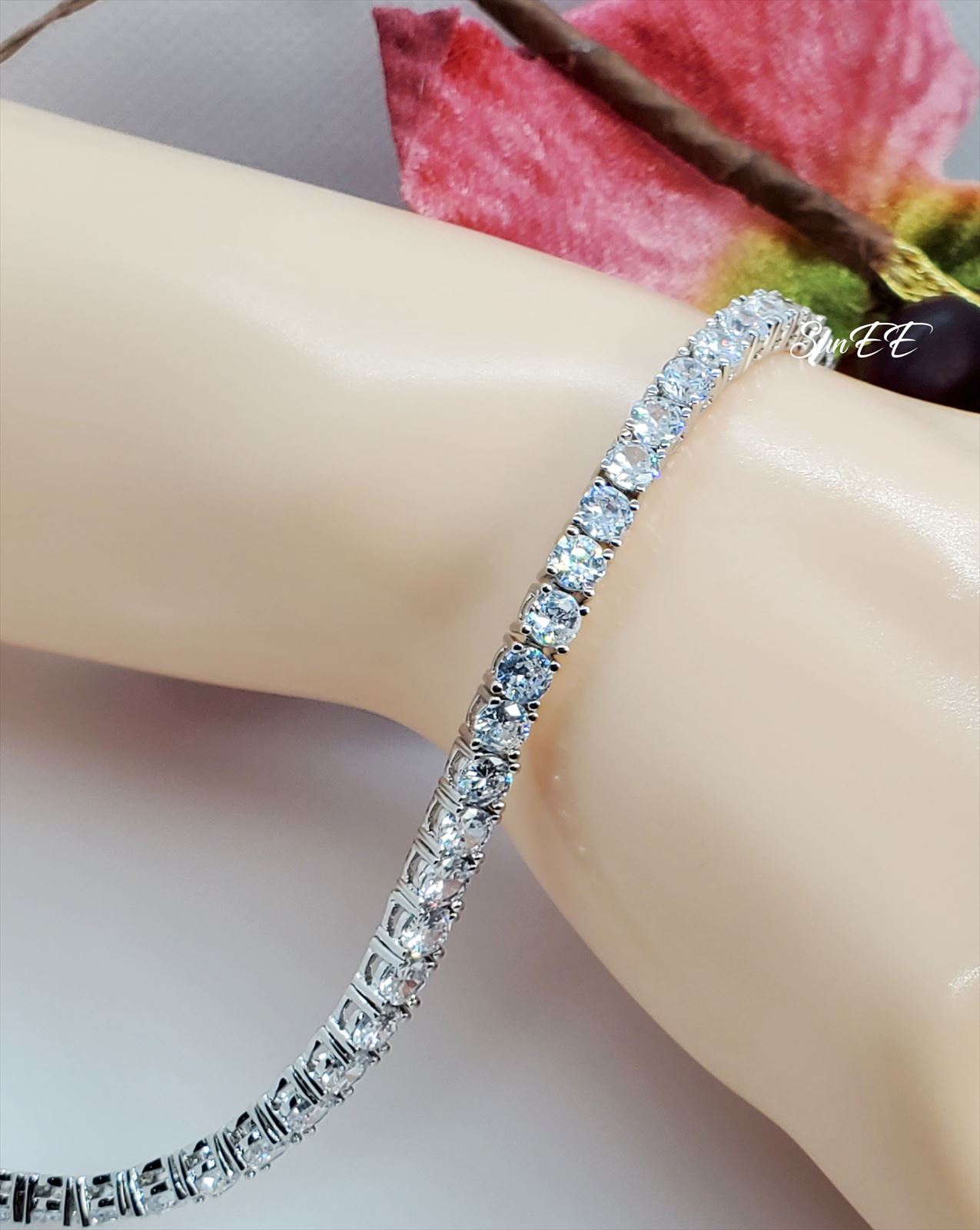 Brilliant Round Cut Tennis Bracelet 7
