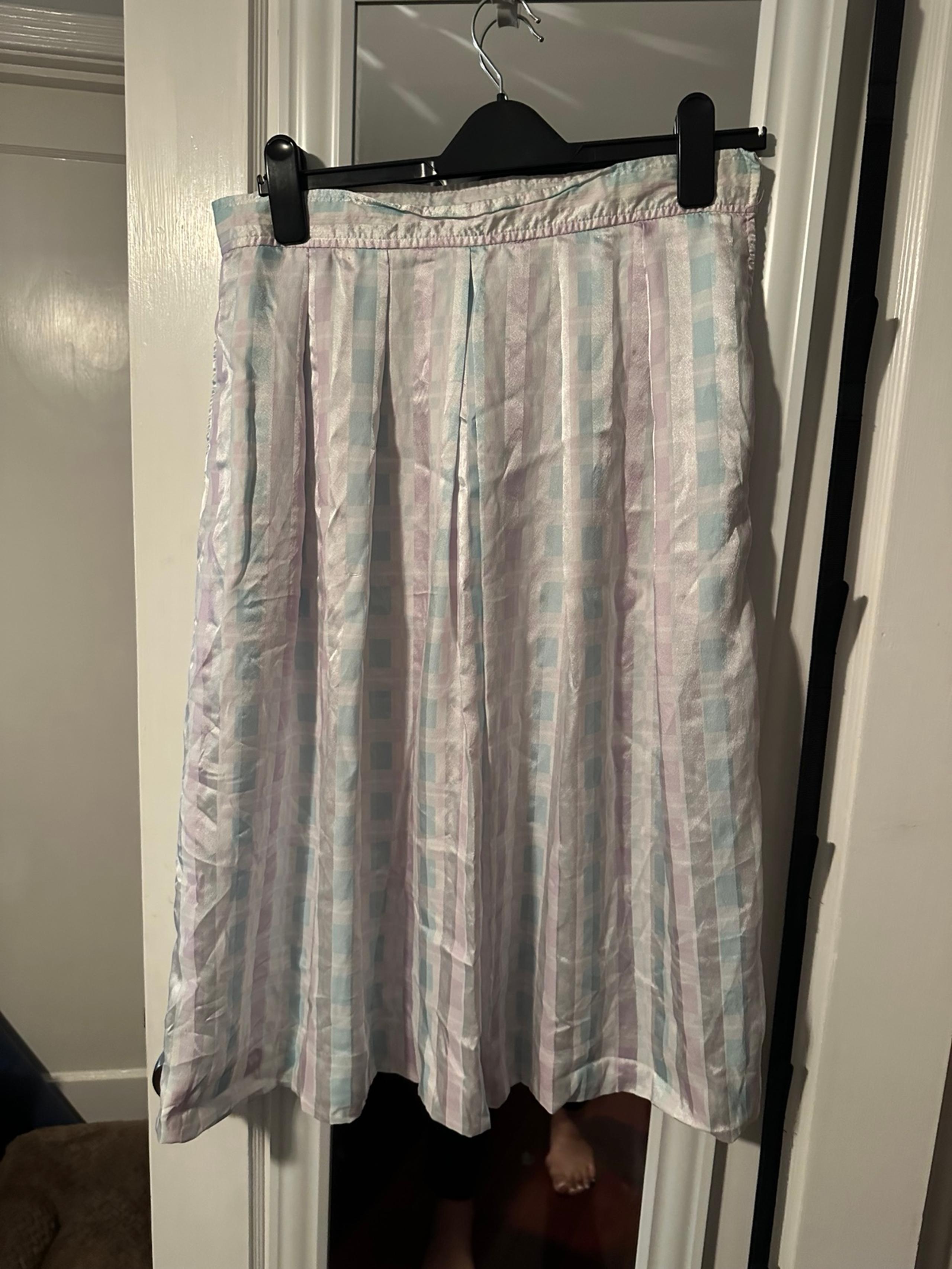 Evan Picone Women’s Pastel Striped Silk Long Skirt Bottom Sz 14 XL