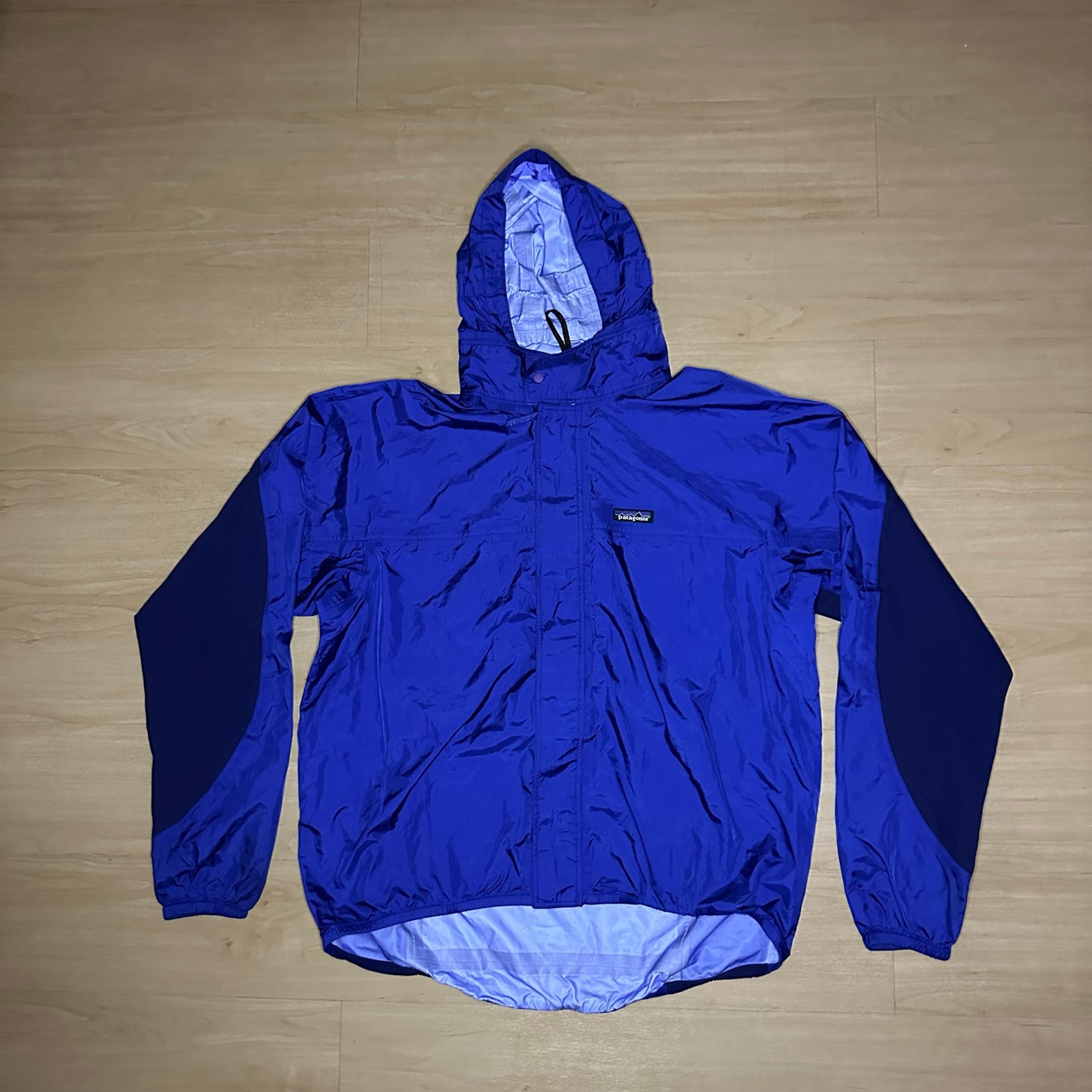Mens Patagonia Full Zip Paper Jacket Blue Running Packable Coat XL