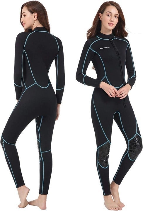 Full Body Diving Front Zip Wetsuit for Women Diving Snorkeling Surfing Swimming