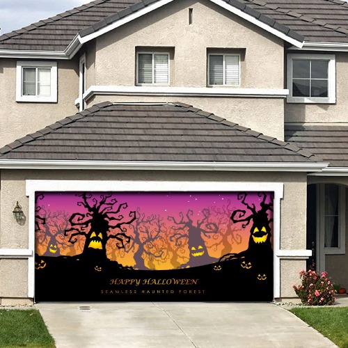 Products Haunted Halloween Forest Vinyl Garage Door Banners 7X16ft Seasonal